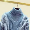 Frauen Pullover Mode Designer Herbst Winter Pullover Frauen Blau Weiß Hohe Qualität Pelz Patchwork Lose Beiläufige TopWomen's
