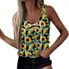 Vrouwen Tanks Camis Shirt Vrouwen Casual Tank Zomer Mouwloze V-hals Stropdas Strakke Ingerichte Top Zonnebloem Gedrukt Hemdje Dames