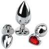 Massagem 3 tamanho de tamanho anal plug plug Heart Stainless Aço Cristal de Butt Plug Plainles Metal Estimulador Brinquedos sexuais para mulheres vibrador de massageador de próstata