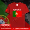 포르투갈 코튼 티셔츠 맞춤형 저지 팬 DIY 이름 번호 브랜드 브랜드 하이 스트리트 힙합 느슨한 캐주얼 티셔츠 플래그 PT 220616GX