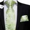 Män silke slips gräs gröna slipsar blommor slips boutonniere näsduk manschettknappar set bröllop cravat för brudgummen 8.5 cm