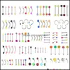 Body Arts Set Of 110 Colorf Piercing Barbell Stainless Steel Acrylic Nose Tongue Lip Belly Bar For Men And Women Dr Topscissors Dhce6