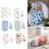 Nyfödda filtar spädbarn baby pojkar flickor sovsäck swaddle muslin wrap hatt set b2qd2723