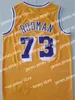 새로운 남자 프로 농구 Dennis Rodman 저지 73 Wihamberlain 13 Jelt Crry West 44 Kareem Abdul Jabbar 33 Elgin Baylor 22 퍼플 옐로우