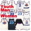 Ship From US Youth Kids Mens Michael MJ 23 Basketball Jerseys Top Movie Space Jam Tune Squad Jersey ! Taz 1 Bugs Bunny 10 Lola Stitched High Quality Women Girl Set