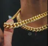 12 mm ijs Miami Diamond Cuban Link Chain Real 14K Geel Gouden Solid Full Real Icy Chocker 16-24inch Cubic Zirconia sieraden