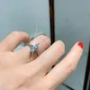 Cluster Rings Classic 925 Sterling Silver Promise Ring Marquise Cut 3Ct Simulated Diamond Consigning Wedding for Women Party JewelryCluster