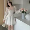 Pink Sweet Elegant Princess Dress Women Casual Korean Slim Long Sleeve Fairy Dress Female Backless Design Vintage Dress 220510