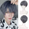 Short Pix Cut Straight Black White Yellow Half Cosplay Anime Costume Halloween Wigs Synthetic Hair with Bangs for Men Boy Women 220622