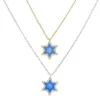 Chains Fashion Gold Silver Color Blue Fire Opal Star Pendant Necklace High QualityChains
