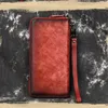 Portefeuilles Luufan Hoge kwaliteit vrouwelijke gravure Embossing Leather Long Purse Featured Echte Wallet Red Black Brown For GirlSwallets
