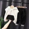 Hiver enfants garder au chaud nouveaux vêtements automne enfants garçons filles épaissir coton veste pantalon 2 pièces ensembles bébé infantile survêtements décontractés886