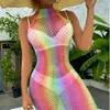 Dames slaapkleding slipt vrouwen zomerjurken gaas net uit hol uit volle kleurrijke sexy intieme erotische dresswomen's