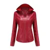 New Autumn Winter Women's Detachable Hooded Leather Jacket British Glen Fashion Plush Warm Jacket Six Colors Pu Coat Top L220801