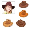 Berets Casual Western Cowboyhut Sonne Cowgirls Kinder künstliche Wildleder Weitkrempe Freizeit Halloween 2022 Westernberets Oliv22