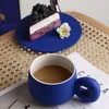 Creative New Fashion Cups Ceramic High-end Coffee Cup with Saucer Tea Set Light Luxury Solid Color Cafe Mug