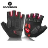 Rockbros Touch Screen Cycling Autumn Spring Bike Bike Cycle Gel Pad Shockproof Half Finger Mittens Gloves 220622