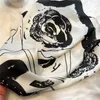 Preto branco designer letras imprimir flor imitar lenço de seda bandana para mulheres moda alça longa saco cachecóis paris ombro tote lage fita cabeça envoltórios