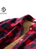 Velvet grossa quente de camisa xadrez feminina de manga longa M5xl Winter Fleece Check Blouse Roupas de outono T77710A 220805