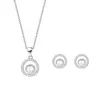 S925 Collar de pendientes de plata esterlina Juego de dos piezas Pearl Fresh Pearl Simple Hot Selling Fashion Jewelr