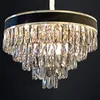Lâmpadas pendentes Pós -moderna Luz de luxo de luxo Crystal Room de Cristal Chandelier Restaurante Redonda Oval Bedroom Limponciário