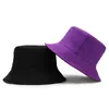 New Summer Double Side Bucket Hat For Women Men Solid Color Panama Fedoras Outdoor Fisherman Hat Visor Basin Cap HCS136