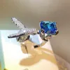 Pierścionki ślubne moda kreatywna hummingbird cyrkon pierścionek srebrny kolor luksus design biżuteria koktail