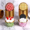 Tazze per cupcake in foglio di alluminio Fodere per muffin usa e getta Tazze per stampi da forno Plaid in carta Budino Porta stampini PHJK2203