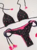 Mor Halter Bikini Set Yüzük Mayo Kadınlar Katlar Mayo Kıyafet Yüksek Kesimli Mayo Mayo Kadın Bater Mayo 220518