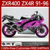 Corps OEM pour KAWASAKI NINJA ZXR 400 CC ZX-4R ZX4R 91-96 Carrosserie Argent rose 138No.163 ZX 4R 400CC ZXR400 91 92 93 94 95 96 ZXR-400 1991 1992 1993 1994 1995 1996 Kit de carénage