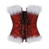 Bustini Corsetti Donne Costumi sexy di Natale Festa in scena Corsetto in vita Top Overbust Velluto rosso Bustier Body Shaper Lingerie Showgirl Clot