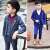 Kid Blazer Suits 2-12yrs Little Boy Shirt Jacket Vest Pant 4Parts 슬림 어린이 의상 웨딩 플라워 소년 드레스 289V