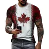 T-shirt da uomo Bandiera del Canada Emblema nazionale 3D Stampato Moda creativa Casual Maniche corte Girocollo Hip Hop TeesUomo UomoUomo