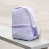 25pcs الكثير من الأرجواني الكبير Seersucker School Bags Ga Warehouse 8 Colors Cotton Stripes Classic Backpack Soft Girl Personalized Boy Domil106031