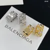 Designer Jewelry Dangle Women diamonds Wide Earring hoops B Letter shiny Ear cuffs hoops Designer Jewelry Bn160