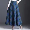 Neophil Woolen Warm Plus Size 3XL Plaid Faldas Invierno Mujer Inglaterra Estilo Bolsillos Midi Plisado A Line Tartan S9216 220401