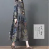エスニック服レトロな中国スタイル印刷ヴィンテージファム女性秋の冬のドレス2022ロングルーズコットンリネンドレス11842ethnic