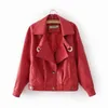 Moda elegancka faux skórzana kurtka motocyklowa w czerwonym czarnym szczupłym płaszczu na damskie płaszcz skórzany motocykl L220801