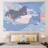 Tapestries Korean Cute Girl Illustration Pink Room Decor Kawaii Tapestry Teen Posters And Prints Garden For OutsideTapestries