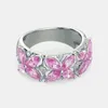 Cluster ringen mode -sieraden gevulde charmante bruiloftsbelofte inlay roze zirkoon bloemenvinger ring voor vrouwen jubileum / verjaardag cadeauclus