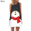 Women Tank Tops Merry Christmas 3D Print Xmas Tree Loose Dress Sexig Mini Short Party Female Vest Sleeveless Dress W220616