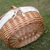 Wicker Wellow Woven Vintage Camping Hande Shopping Food Fruit Picnic Basket Y220524