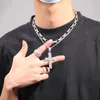 Anhänger Halsketten Hip Hop Zwei Reihen CZ Stein Gepflastert Bling Iced Out Kreuz Anhänger Halskette Für Männer Rapper Schmuck Drop