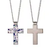 Mode DIY sublimation blanc mens collier argent croix collier designer bijoux femmes homme chaîne partie Photo Cadre Pendentif pour Couples Femme Colliers Cadeau