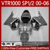 Комплект для тела для Honda VTR1000 RTV1000 RC51 00 01 02 03 04 05 06 Кузов 123Но.73 VTR серый черный 1000 SP1 SP2 2000 2001 2002 2003 2004 2005 2006 VTR-1000 2000-2006 Обслуживание