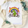 소년을위한 티셔츠 재미있는 공룡과 무지개 유니콘 만화 프린트 아이 여름 힙합 티셔츠 고품질 탑