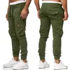 Spodnie towarowe Mężczyźni chude dżinsy spodnie elastyczne talia sznurka szary mężczyźni spodnie mody streetwearu kieszenie na swobodne spodnie 220509