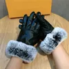 Leer vijf vingers handschoenen vrouwen grote fleece verdikte handschoen Winterverwarming beschermende handschoenen