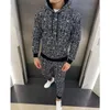 Men's Tracksuits Winter Fleece Men Sets Printed Zipper Hoodie Sweatpants Sweatshirt Casual Sportswear Men's Clothes Sport Two Piec SuitM