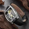 Tk-Topselling Transparent Mens 시계 기계 자동 손목 시계 가죽 스트랩 탑 스팀 펑크 셀프 와인딩 시계 남성 Montre Homme Watches 선물